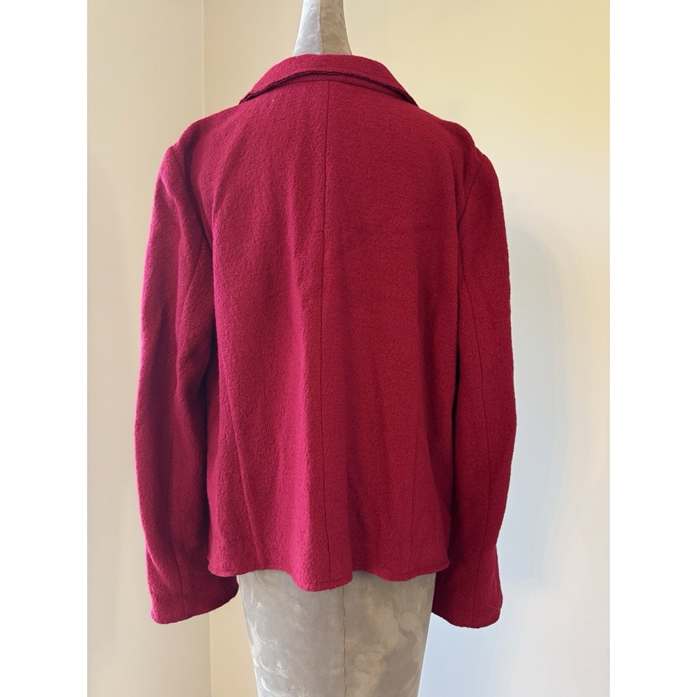 J Jill Raspberry Jacket Blazer Boiled Wool Blend Pockets Snap Front XL Fall - Picture 13 of 16
